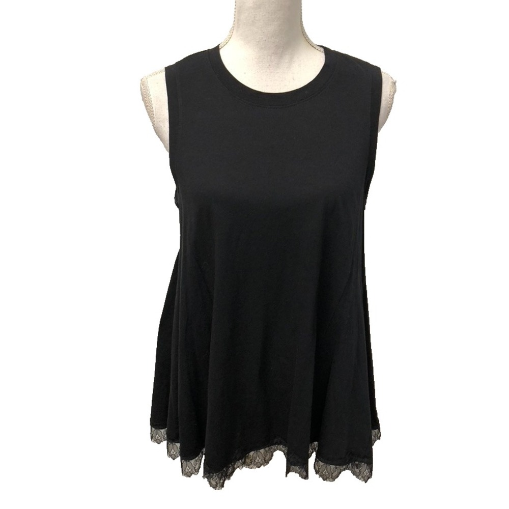 Muveil Sleeveless Lace Blouse Womens 10 40 Black Flowy Shirt Minimalist Layering